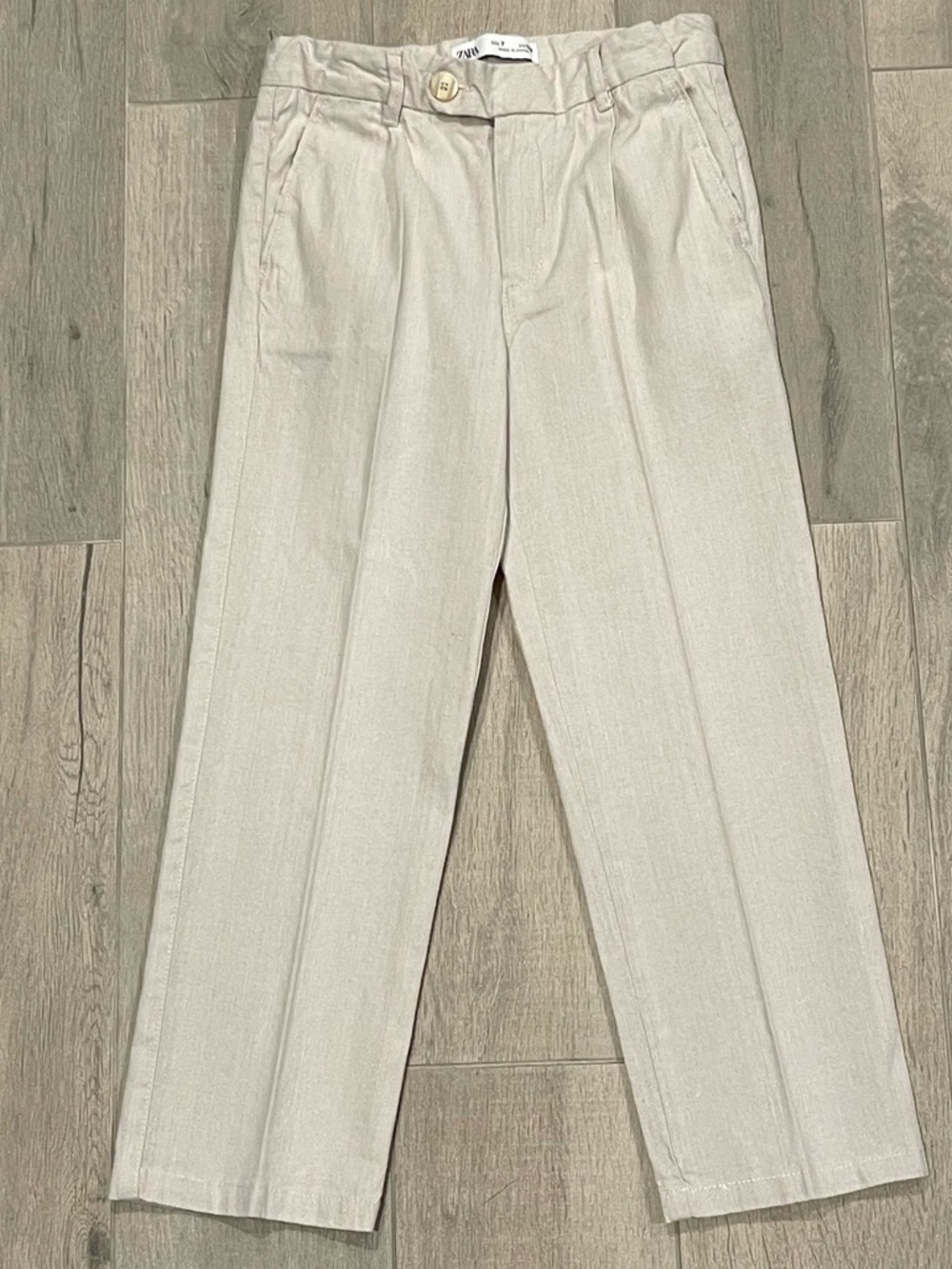 ZARA Boys Linen Blend Pants Beige Dress Pants Size 7 (122 cm)